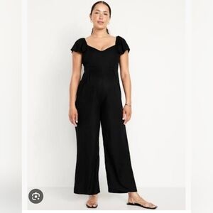 Old Navy Black Flutter Sleeve Maternity Jumpsuit